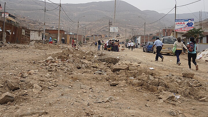 March 21, 2023 in Lima Peru, heavy rains and floods caused by cyclone Yaku activate ravines causing landslides and health concerns