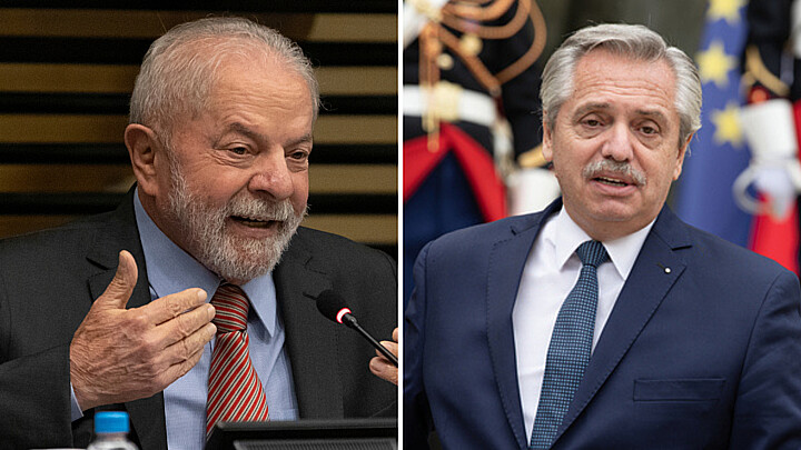 Brazilian President Luiz Inacio Lula da Silva and Argentine President Alberto Fernandez 
