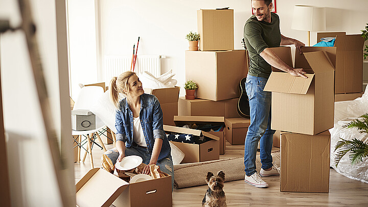 Young couple moving