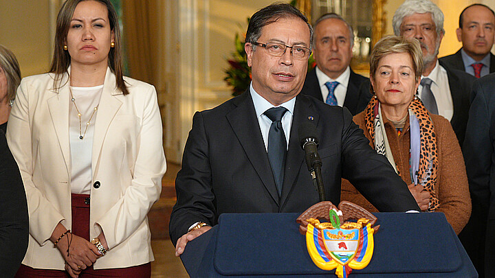 Gustavo Petro durante una alocución desde la Casa de Nariño