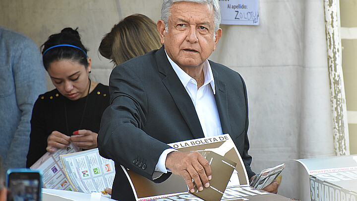 Mexican President Andres Manuel Lopez Obrador casting a vote in the Presidential Election on July 1, 2018 in Mexico City