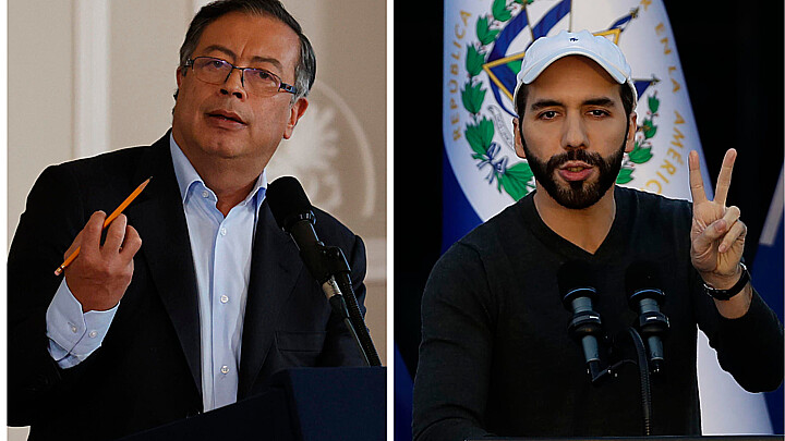 El presidente de Colombia, Gustavo Petro, y su homólogo de El Salvador, Nayib Bukele