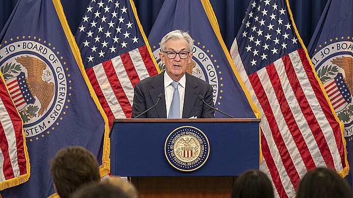 El presidente de la Reserva Federal de EE.UU., Jerome Powell, habla durante una rueda de prensa, este 22 de marzo de 2023, en Washington.