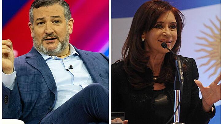 El senador republicano Ted Cruz y la vicepresidenta de Argentina, Cristina Fernández