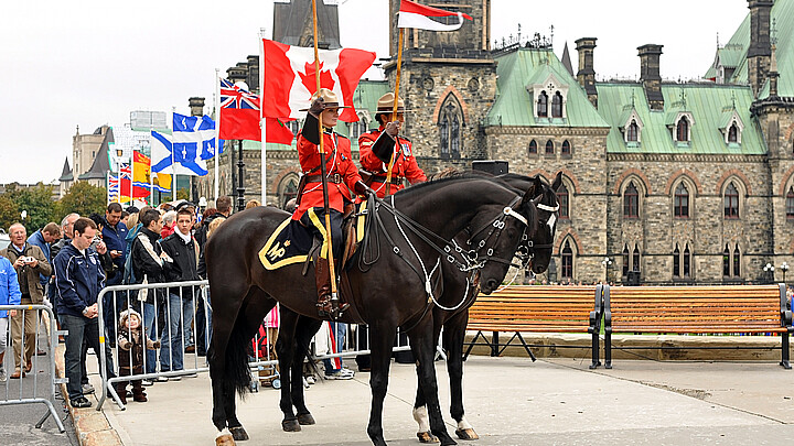 Royal Canadian Mounted Police on duty at the National Police and Peace Officer's Memorial on Parliament Hill in 2010