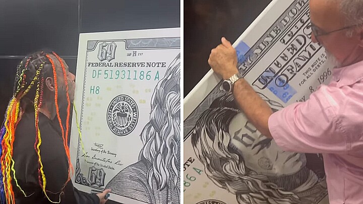 El artista cubano Fredy Rodríguez regaló un cuadro a Tekashi 