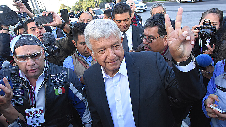 Andres Manuel Lopez Obrador of (MORENA) arrives to vote as part of the Mexico 2018 Presidential Election on July 1, 2018 in Mexico City