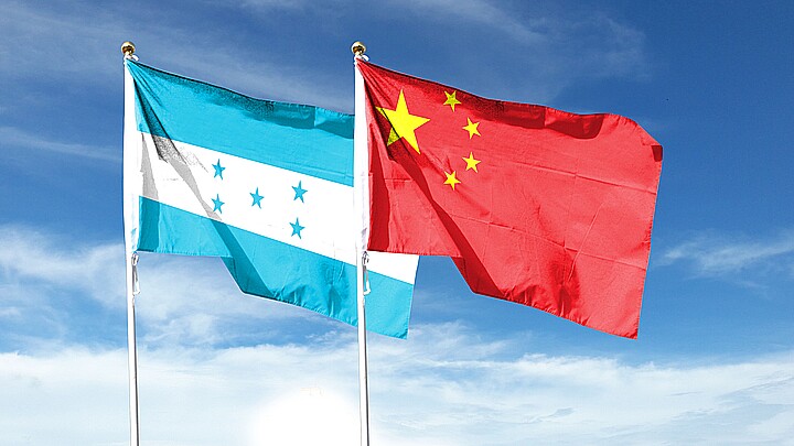Honduras and Chinese flag