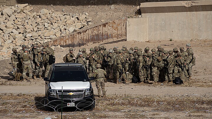 Texas National Guard members at the U.S.-Mexico border 