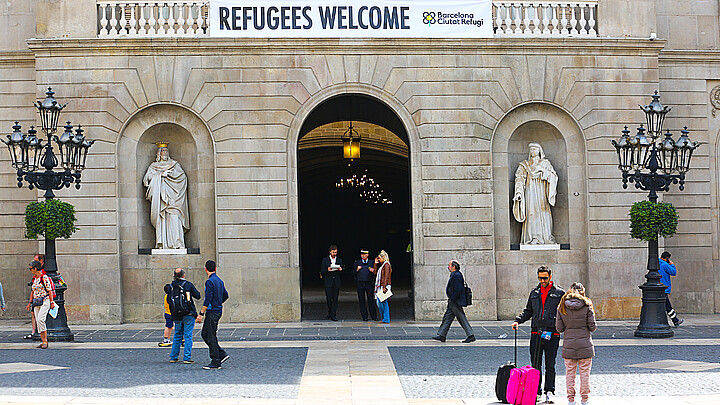 Barcelona City Council welcomes refugees in Barcelona, Spain