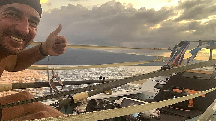 Adventurer Aaron Carrotta at sea