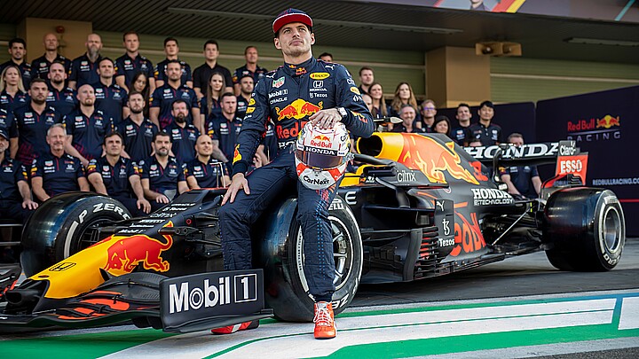 Dutch racer Max Verstappen competes for Red Bull Racing at round 22 of the 2021 FIA Formula 1 championship at the Yas Marina Circuit
