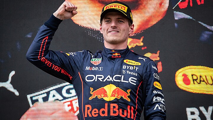 Red Bull Dutch racer Max Verstappen in April 2022 after winning the Formula 1 World Championship in Italy