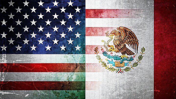 U.S. and Mexican flags