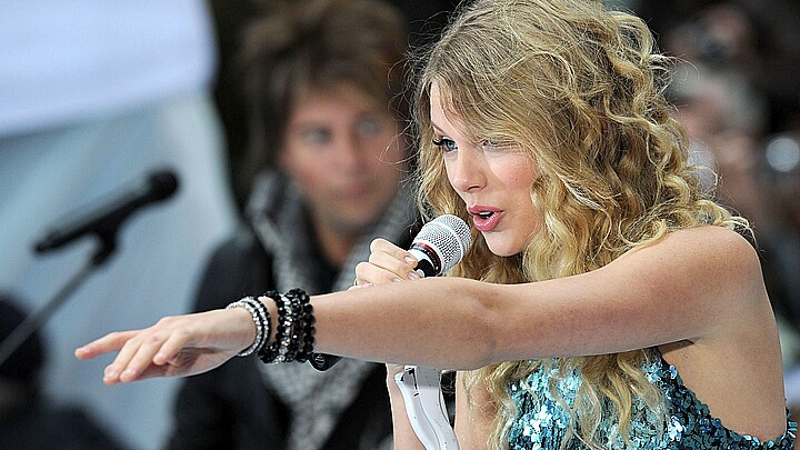 Taylor Swift  on stage for NBC Today Show, Rockefeller Plaza, New York in 2009