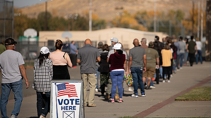 Line of voters in Sparks, Nevada on Nov. 4, 2020