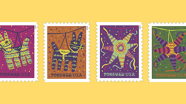 USPS celebratory piñata stamps