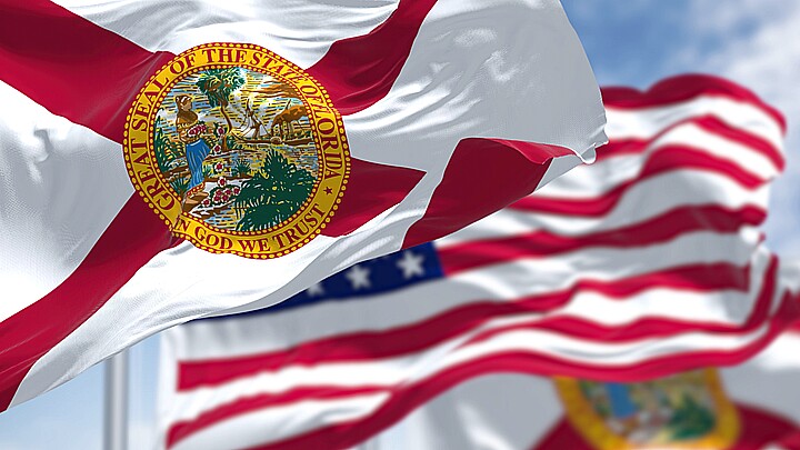 State of Florida flag by U.S. flag