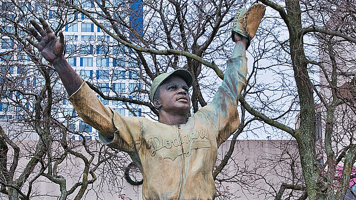 Jackie Robinson Statue in Journal Square in Jersey City, New Jersey