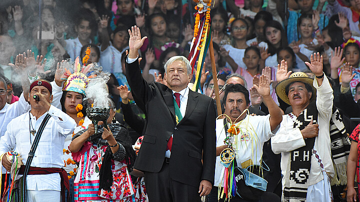 Ceremony celebrating newly elected Andres Manuel Lopez Obrador on December 01, 2018 in Mexico City