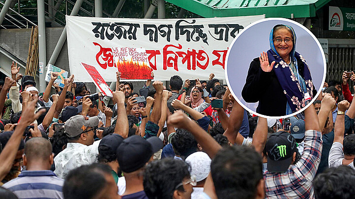 Tras semanas de protestas la primera ministra de Bangladesh escapa del país 