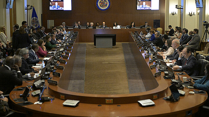 Fotografía de una sesión extraordinaria de la Organización de Estados Americanos, este miércoles en Washington (Estados Unidos)