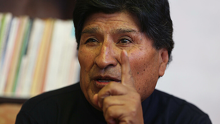 Fotografía del 21 de septiembre de 2024 de Evo Morales (2006-2019), expresidente de Bolivia, durante una entrevista con EFE en Calamarca (Bolivia). 