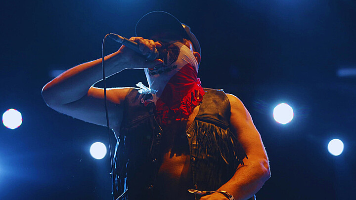 Fotografía de archivo del 24 de junio de 2017 del vocalista de banda de rock metal mexicana Brujería, Juan Brujo, durante su presentación en el Download Festival en Madrid (España). 