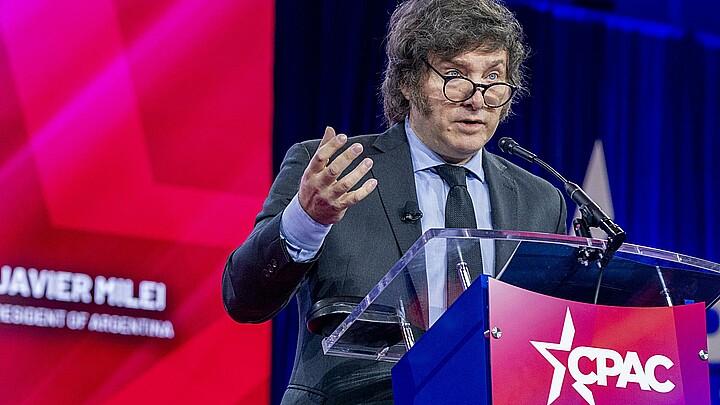 El presidente de Argentina, Javier Milei, durante la Conferencia de Acción Política Conservadora (CPAC) 2024 en National Harbor, Maryland, EE.UU