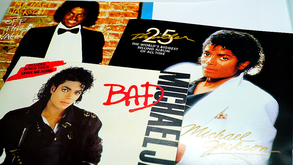 Collection of CD covers of the first three solo albums by MICHAEL JACKSON. an American singer, songwriter and dancer. 