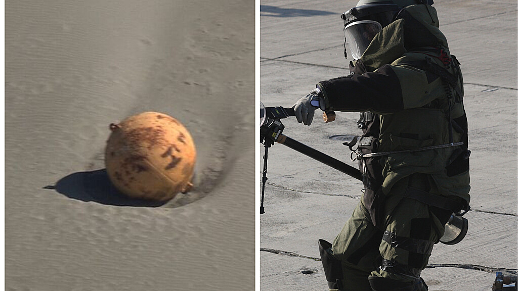 Misteriosa “bola gigante de hierro” en una playa de Japón