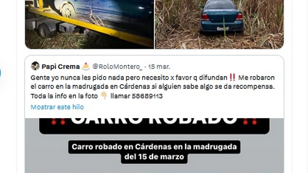Apareció el auto robado en Cuba
