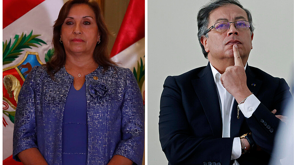 Presidenta de Perú, Dina Boluarte, y presidente de Colombia, Gustavo Petro