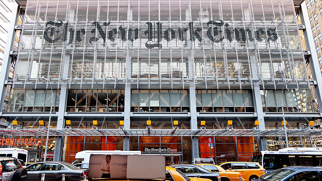The New York Times building headquarters in Manhattan, New York City