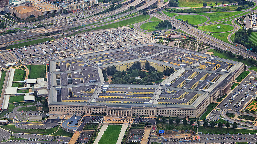 Vista aérea del Pentágono de los Estados Unidos, la sede del Departamento de Defensa en Arlington, Virginia