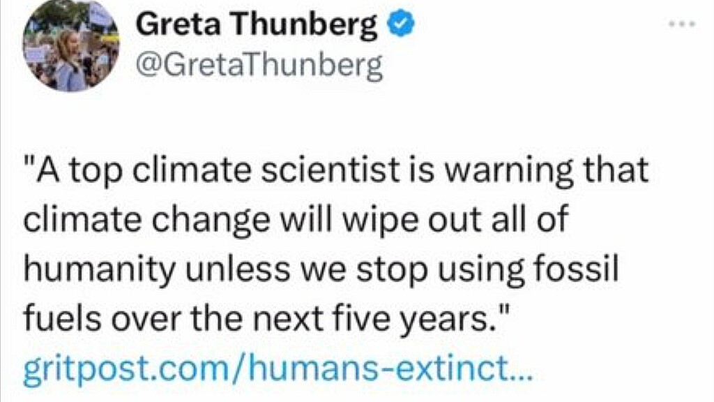 Greta Thunberg envía tuit alarmista
