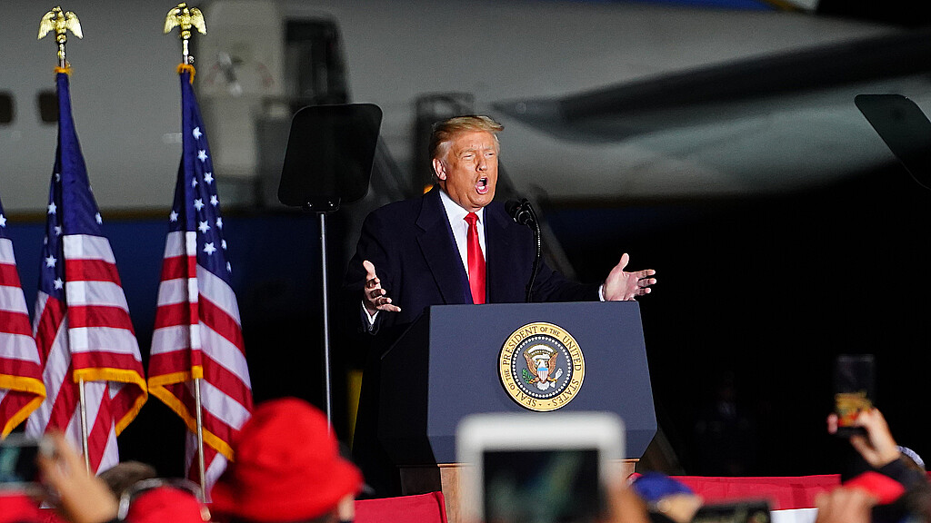 Former President Donald Trump speaking at a rally at a Wisconsin airport, Sept. 17th, 2020