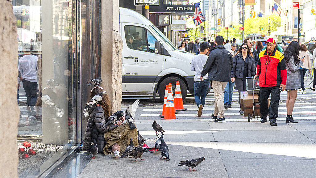 Homeless man in New York City