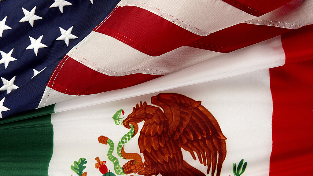 A collage of the American and Mexican flags together