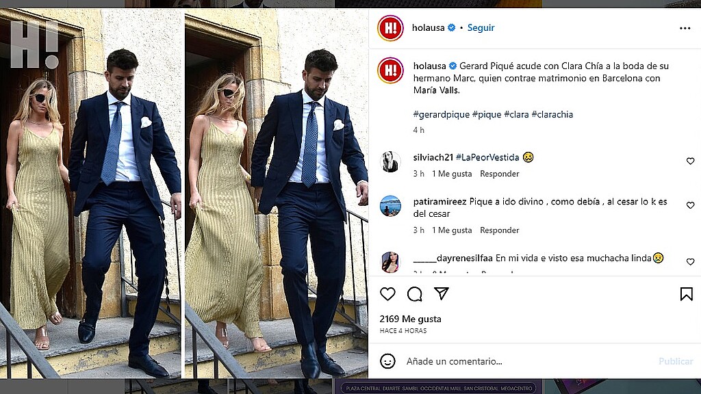 La pareja llegó discreta a la boda de Marc Piqué, el hermano menor de Gerard