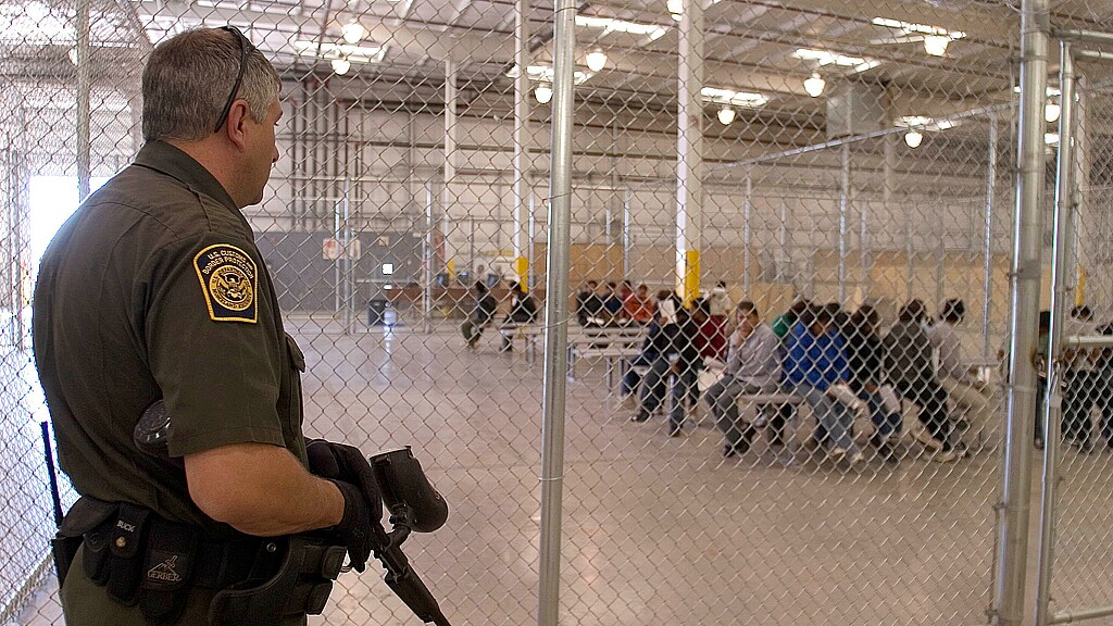 Custom Border Patrol officer keeping watch at CBP facility