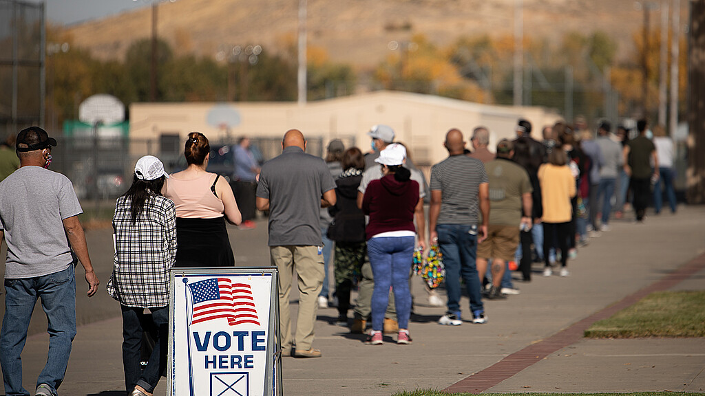 Line of voters in Sparks, Nevada on Nov. 4, 2020