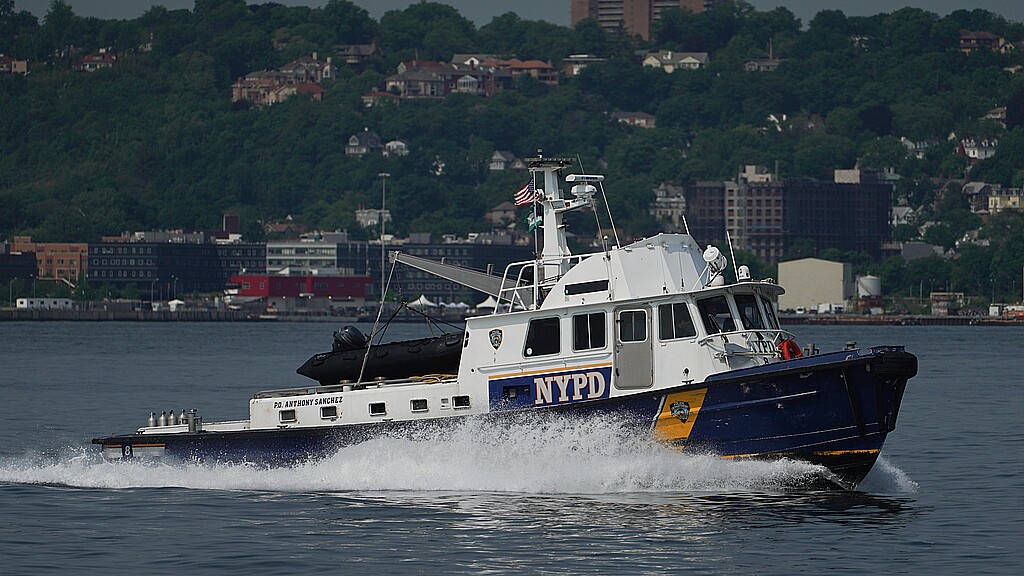 NYPD boat provides security in New York Harbor