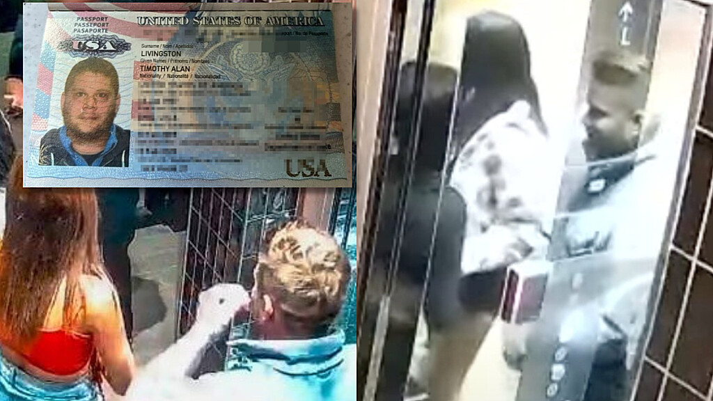 Capturas de pantalla del video de la cámara de seguridad del hotel donde se hospedó Timothy Alan Livingston