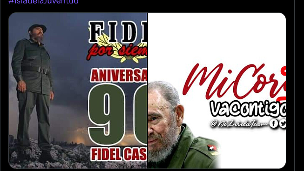 Tuit por el cumpleaños del dictador Fidel Castro.