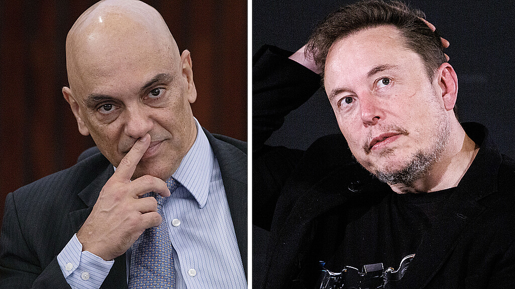 Brazilian Supreme Court Chief Justice Alexandre de Moraes and X CEO Elon Musk