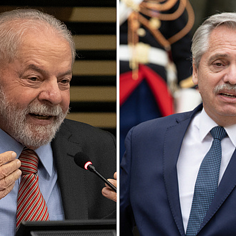 Brazilian President Luiz Inacio Lula da Silva and Argentine President Alberto Fernandez 