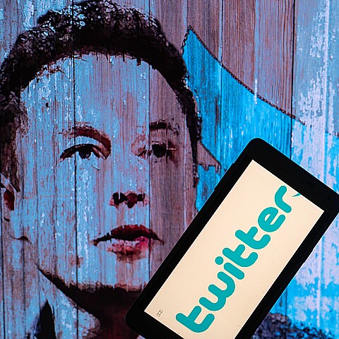 Elon Musk's Twitter account displayed on a mobile 