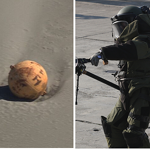 Misteriosa “bola gigante de hierro” en una playa de Japón