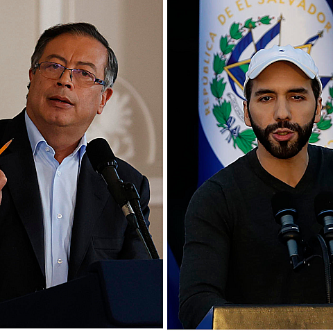 El presidente de Colombia, Gustavo Petro, y su homólogo de El Salvador, Nayib Bukele